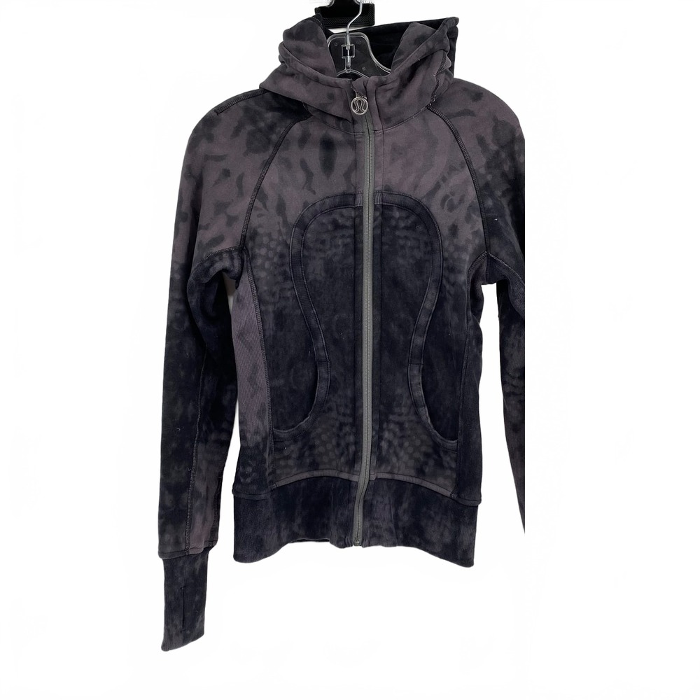 Lululemon Black Gray Sweatshirt Full Zip Hoodie | Womens 4